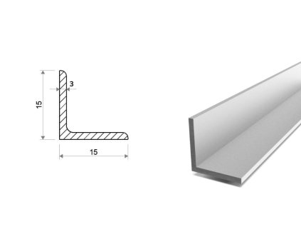 Hliníkový L profil 15x15x3 (EN 6060)