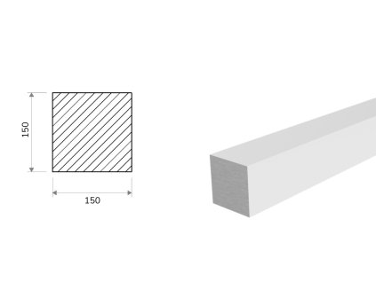 Hliníková tyč štvorcová 150x150 mm (EN 6082)