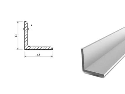 Hliníkový L profil 45x45x2 (EN 6060)