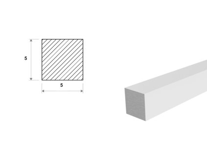 Hliníková tyč štvorcová 5x5 mm (EN 6060)