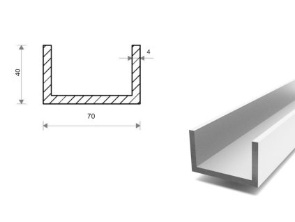 Hliníkový U profil 40x70x40x4