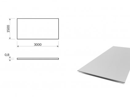 Hliníkový plech hladký 1,5x3 m, hrúbka 0,8 mm (EN 1050)