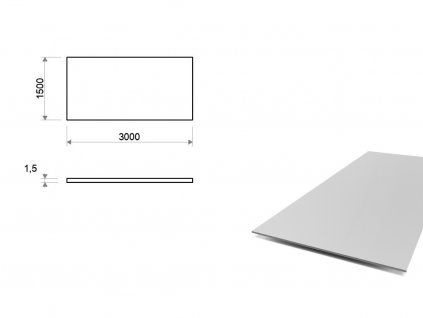 Hliníkový plech hladký 1,5x3 m, hrúbka 1,5 mm (EN 1050) H24