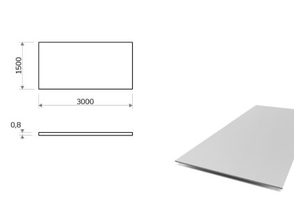 Hliníkový plech hladký 1,5x3 m, hrúbka 0,8 mm (EN 5754) H111