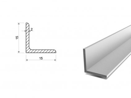 Hliníkový L profil 15x15x2 (EN 6060)
