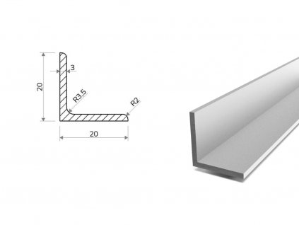 Hliníkový L profil 20x20x3 (EN 6060)