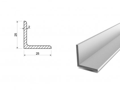 Hliníkový L profil 25x25x2 (EN 6060)