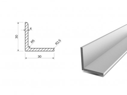 Hliníkový L profil 30x30x4 (EN 6060)