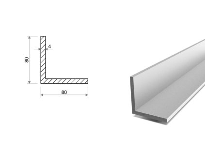Hliníkový L profil 80x80x4 (EN 6060)