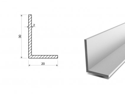 Hliníkový L profil 30x20x2 (EN 6060)