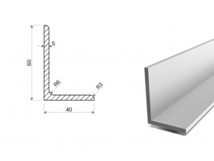 Hliníkový L profil 60x40x5 (EN 6060)