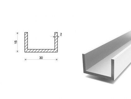 Hliníkový U profil 15x30x15x2