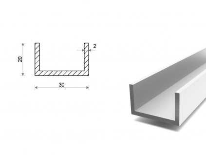 Hliníkový U profil 20x30x20x2