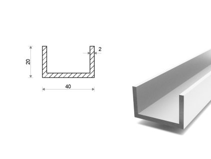Hliníkový U profil 20x40x20x2
