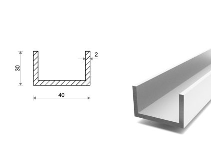 Hliníkový U profil 40x30x40x2