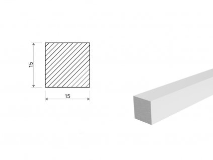 Hliníková tyč štvorcová 15x15 mm (EN 6060)