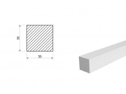 Hliníková tyč štvorcová 35x35 mm (EN 6060)