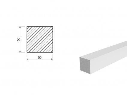 Hliníková tyč štvorcová 50x50 mm (EN 6082)