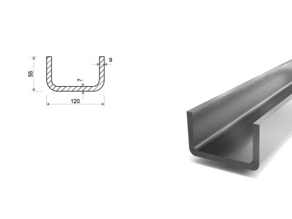 Nerezový U profil 55x120x55x7x9