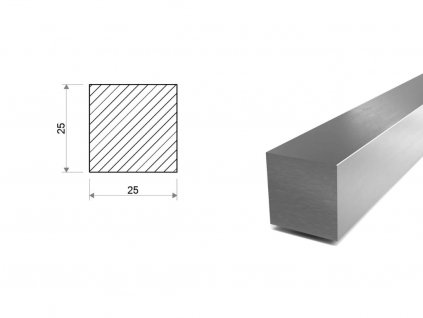 Nerezová štvorcová tyč  25x25 mm - ťahaná (1.4305)