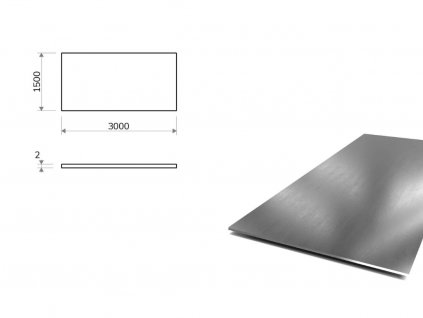 Nerezový plech 1,5x3 m, hrúbka 2 mm (1.4404 - 2B) + fólie