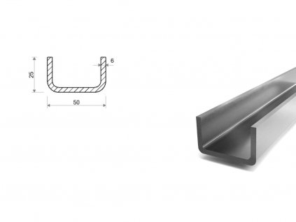 Nerezový U profil 50x25x5x6