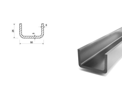 Nerezový U profil 25x50x25x5x6Nerezový U profil 25x50x25x5x6