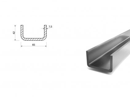 Nerezový U profil 65x42x5,5x7,5